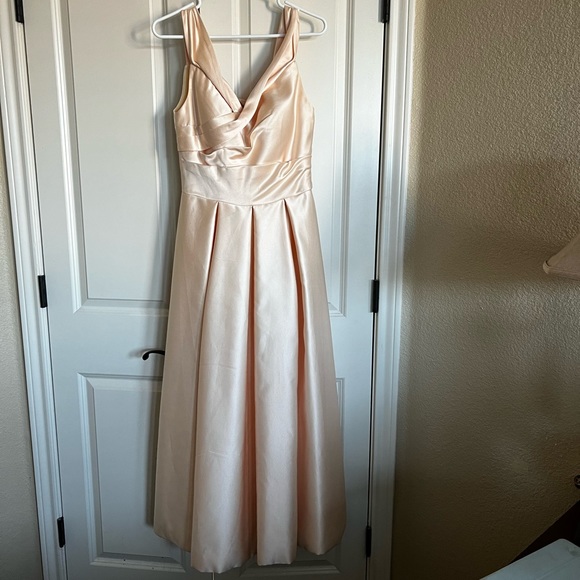 Golden satin bridesmaid/ prom dress. - Picture 2 of 3